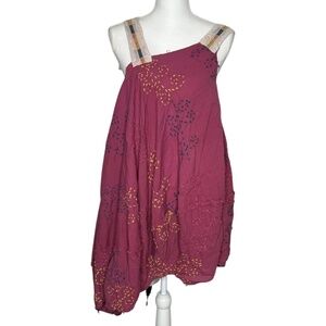 Ewa I Walla Boho Chic Lagenlook Embroidered Cotton Tunic Dress Size S